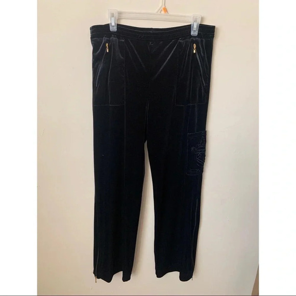 ST John Sport Velour Black Track Pants size L - Picture 1 of 7